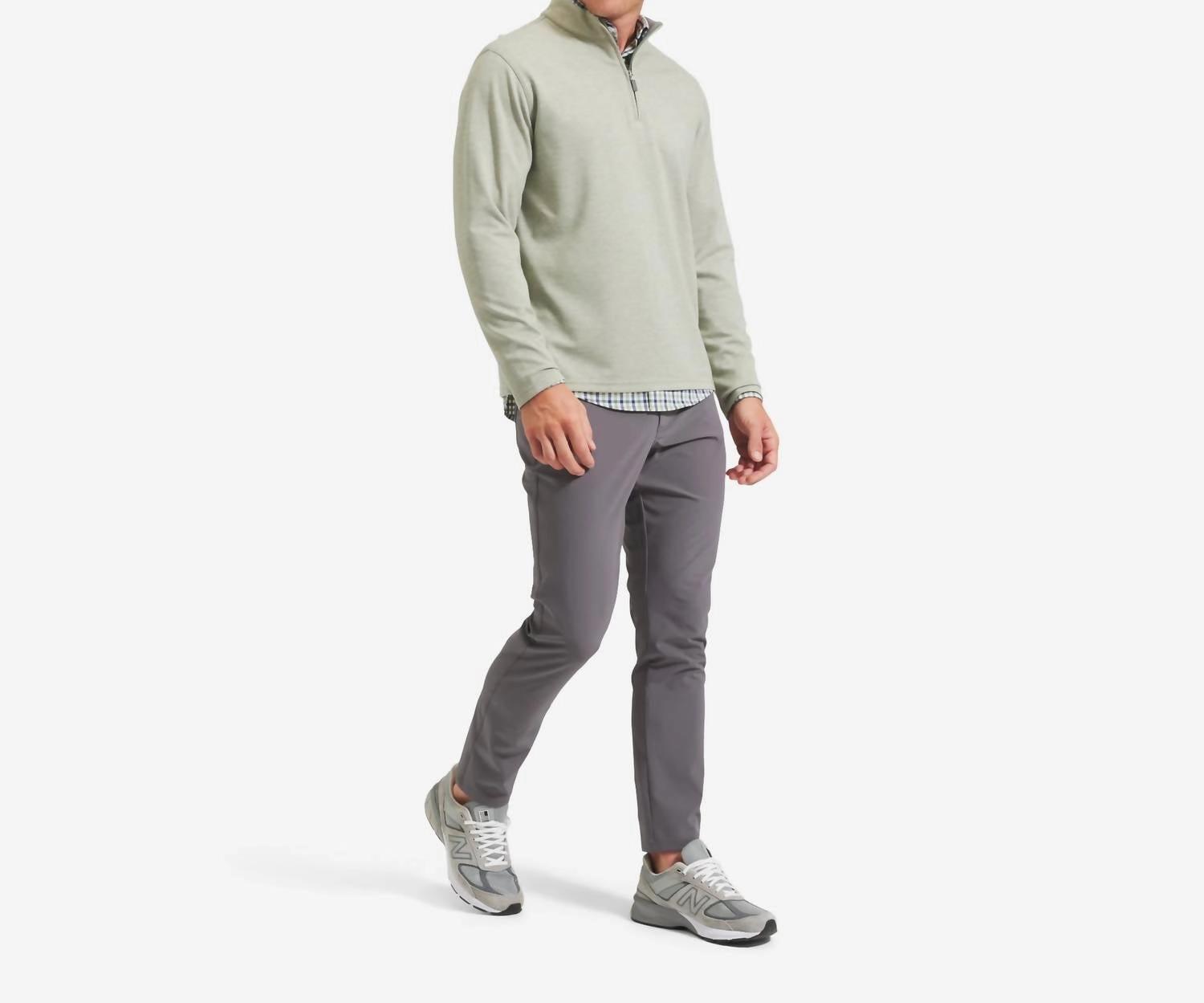 Proflex Quarter Zip Sweater In Sage Green Heather