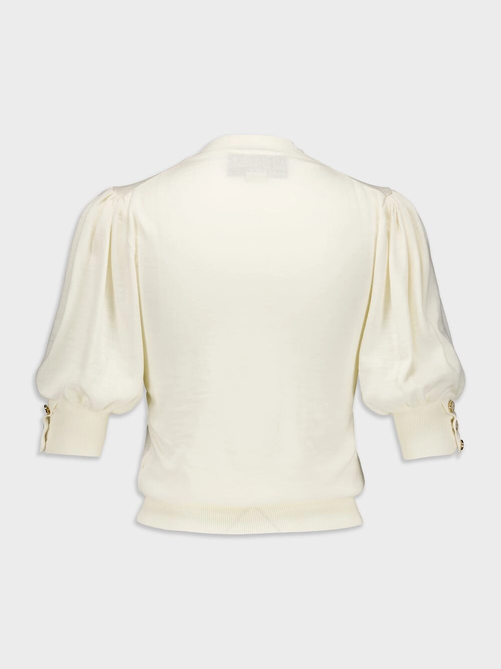 Puff-Sleeve Fine Knit Top
