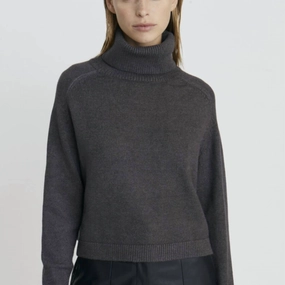 Pugliese Turtleneck Sweater In Dark Grey Tops Womens - asymmetrical tops