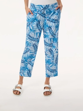 Pull On Drawstring Cropped Trouser, Printed Linen womens yoga pants sale