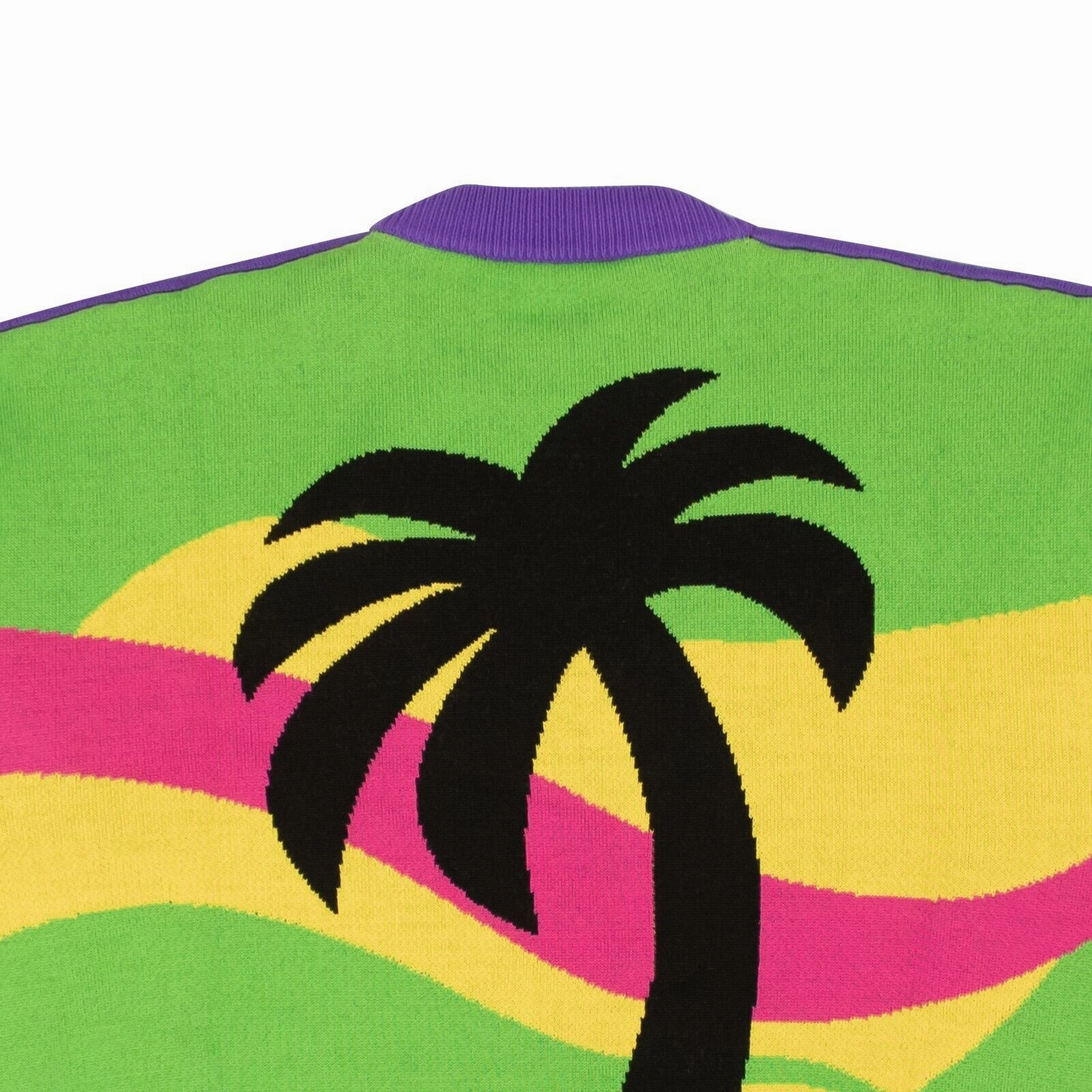 Purple Intarsia Palm Tree Knit Sweater