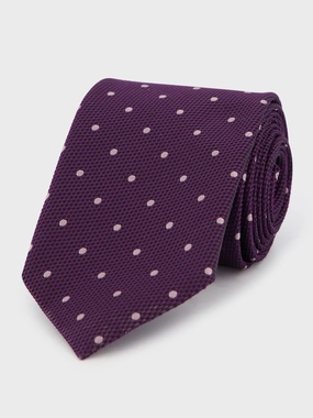 Purple Polka Dot Silk Tie Suits Mens - men's suits outlet