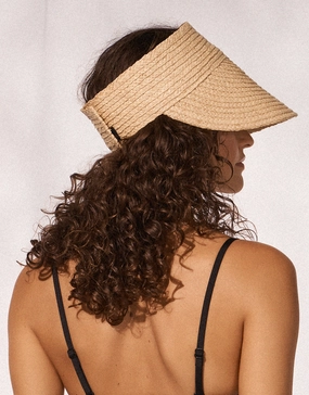 Raffia Visor Swim Womens - bikinis clearance