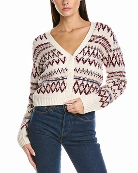 rag & bone Willow Fair Isle Wool Cardigan Tops Womens - cold-shoulder tops