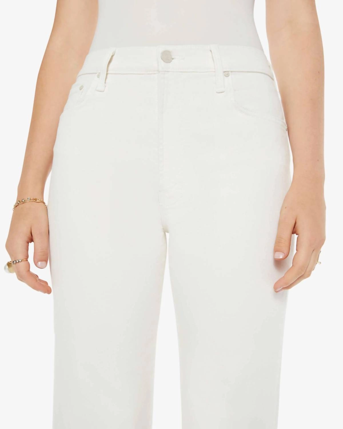 Rambler Zip High Waist Ankle Pant In Cream Puffs