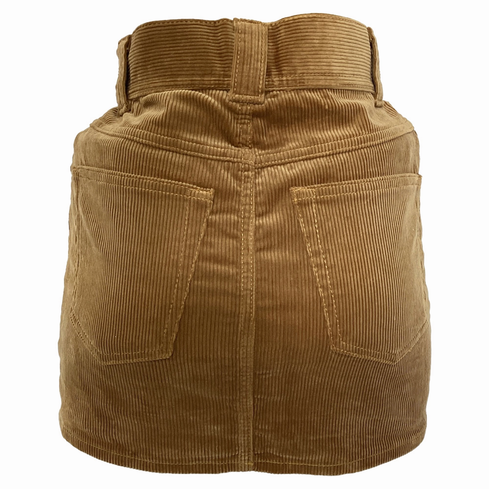 Re/Done High-Rise Mini Skirt in Brown Corduroy
