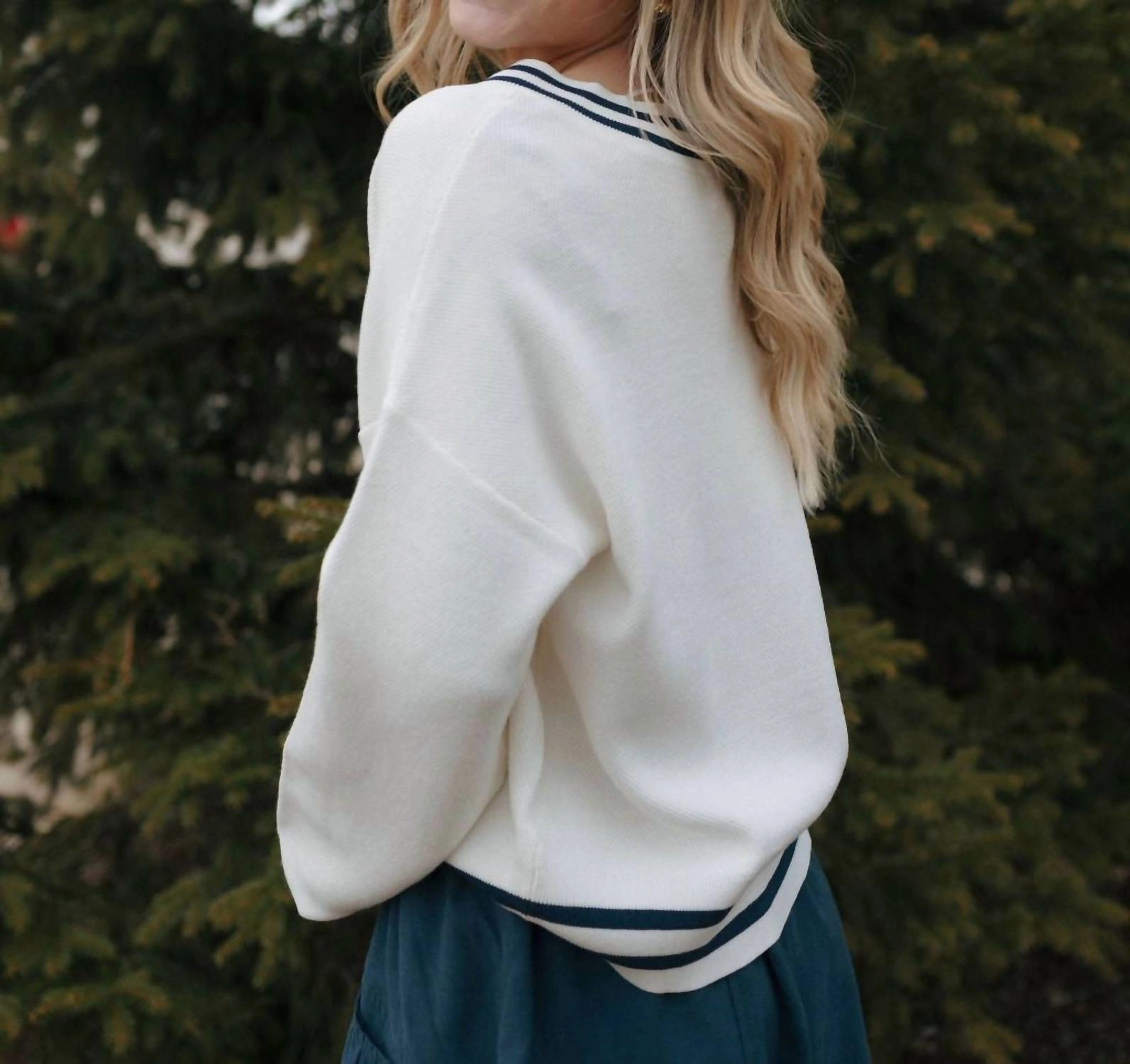 Rebecca Sweater In Ivory/navy
