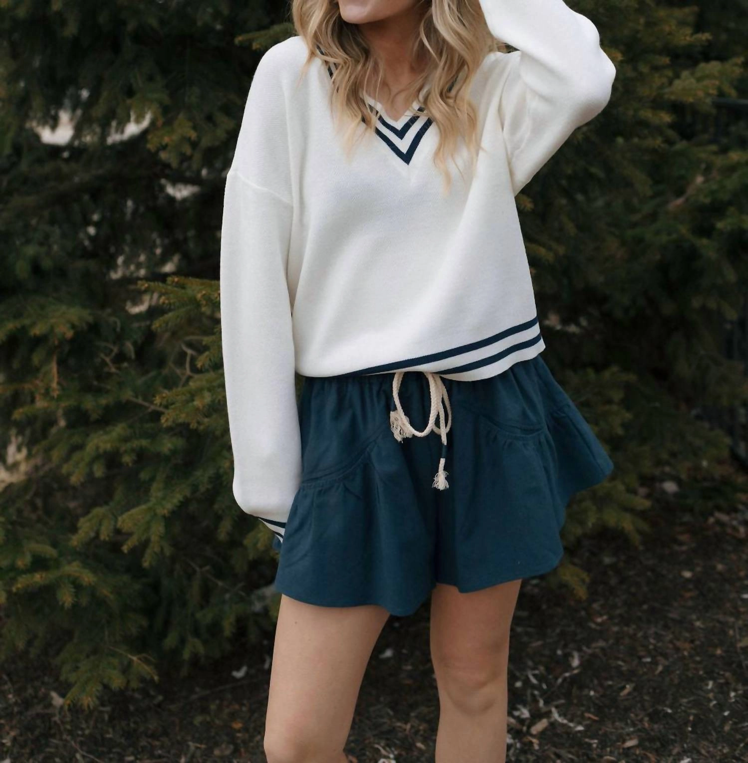Rebecca Sweater In Ivory/navy