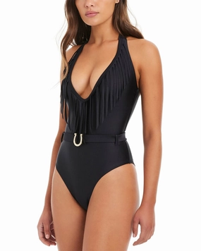 Red Carter Shine Solids Western Fringe One-Piece Swim Womens - strapless bikinis sale