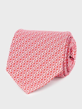 Red Gancini Print Silk Tie Suits Mens - men's suits outlet