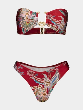 Red Multi Paisley Rhiannon Knot Bikini Swim Womens clearance sale