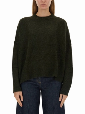 Relaxed Fit Green Wool Jersey Sweater Tops Womens - silk tops clearance