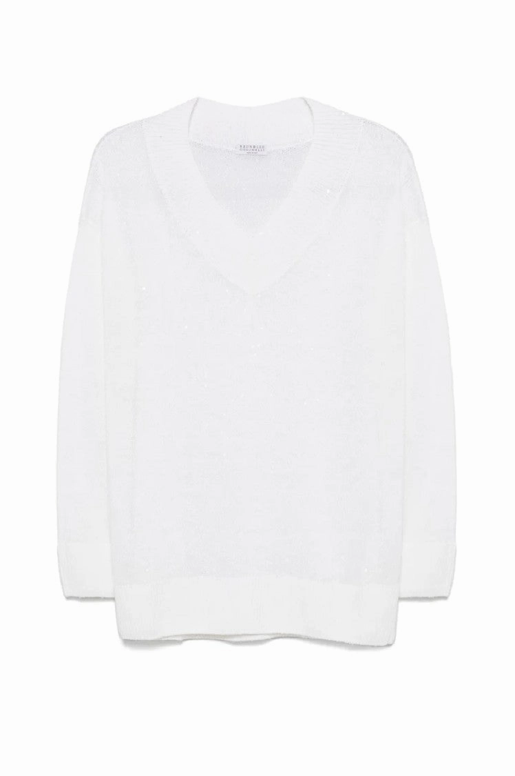 Relaxed Fit Lightweight Sweater With Deep V-Neckline Tops Womens - cold-shoulder tops