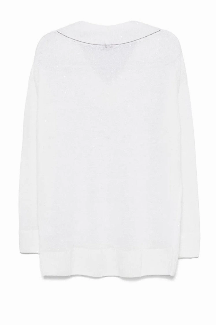 Relaxed Fit Lightweight Sweater With Deep V-Neckline