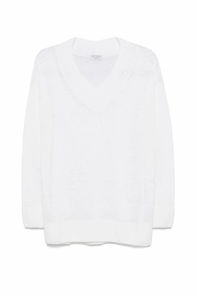 Relaxed Fit Lightweight Sweater With Deep V-Neckline Tops Womens - cold-shoulder tops
