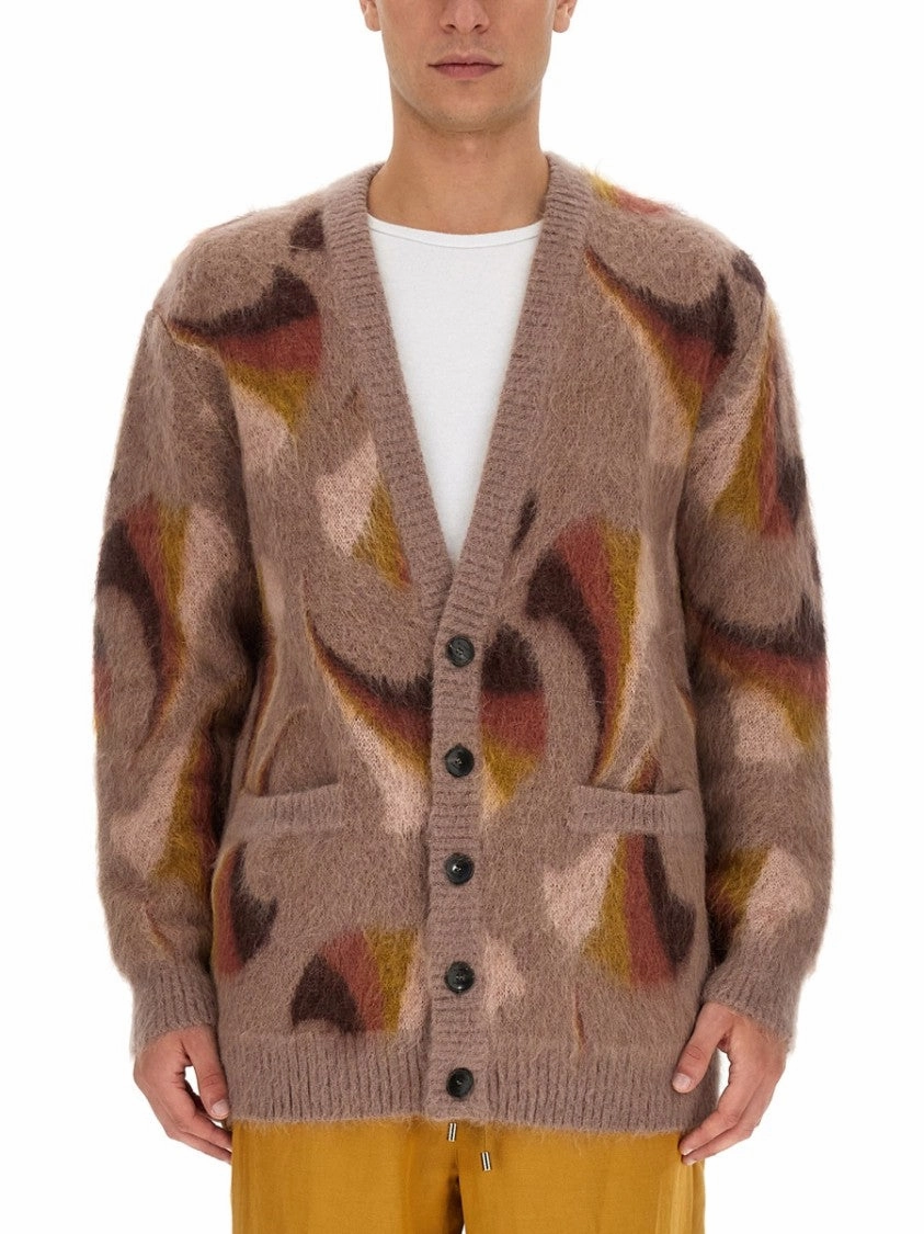 Relaxed V-Neck Cardigan With Textured Surface