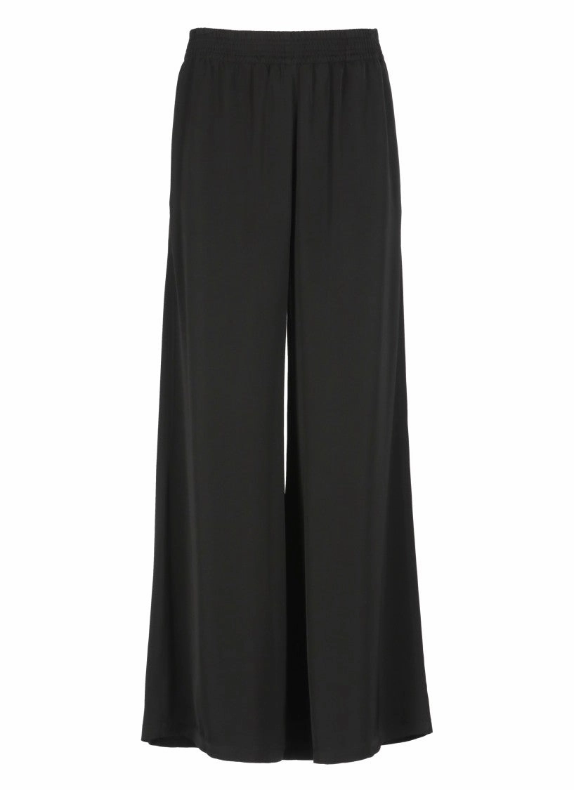 Relaxed Wide-Leg Viscose Trousers With Elastic Waistband womens lounge pants clearance