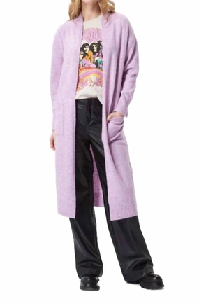 Renn Long Open Knit Cardigan In Purple Rhapsody Tops Womens - lace tops sale