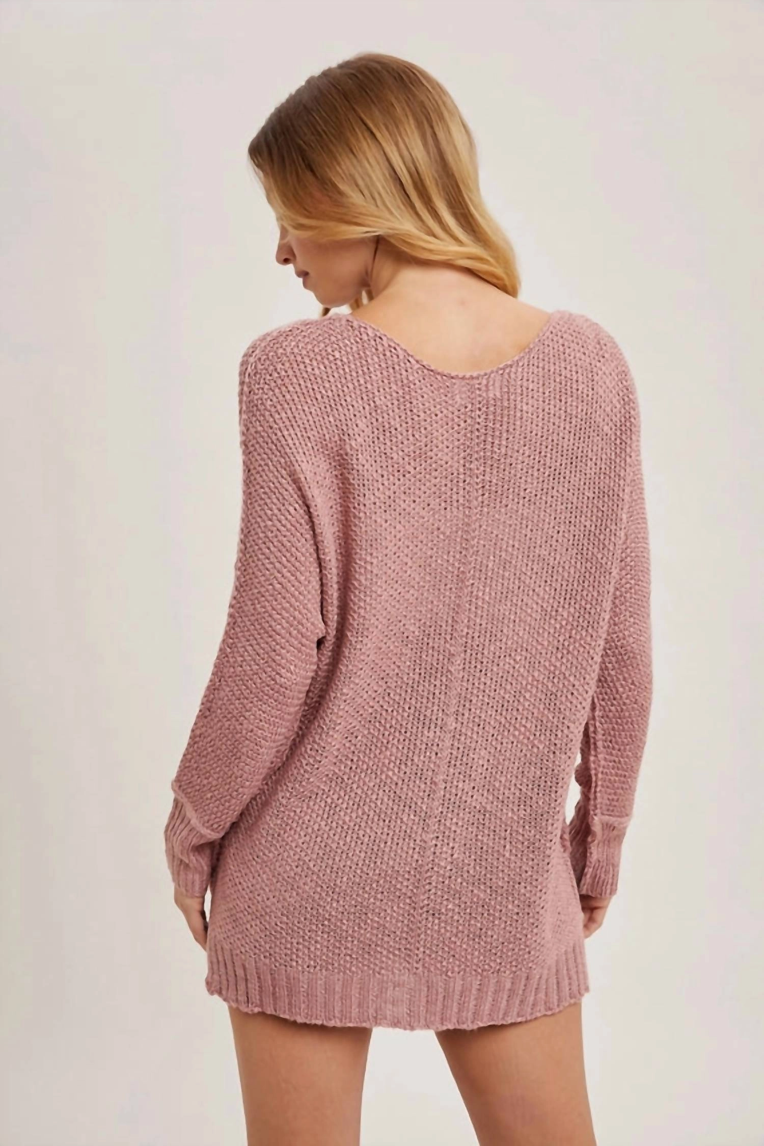 Reverse Seam Sweater In Mauve