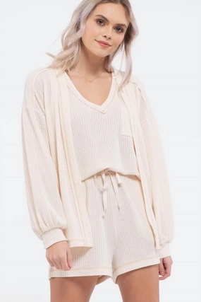 Reverse Stitched Open Front Cardigan In Cream Tops Womens - lace tops sale