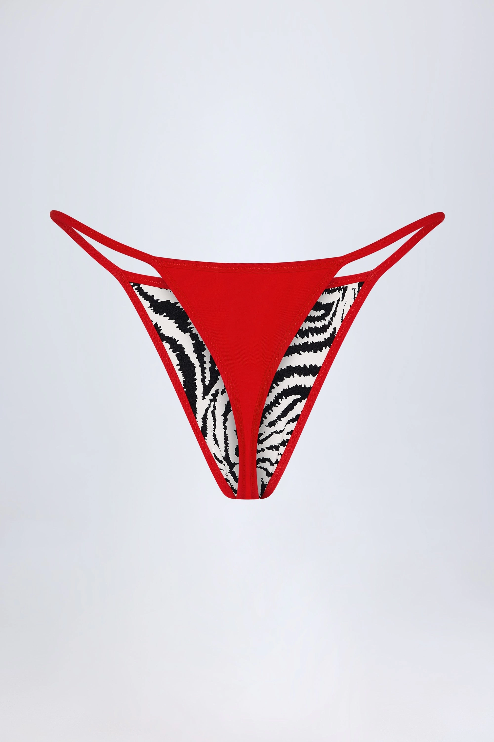 Reversible Thong Bikini Bottoms in Zebra Print