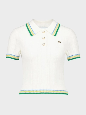 Rib Boucle Polo Shirt Knitwear Womens - women's knitwear cheap