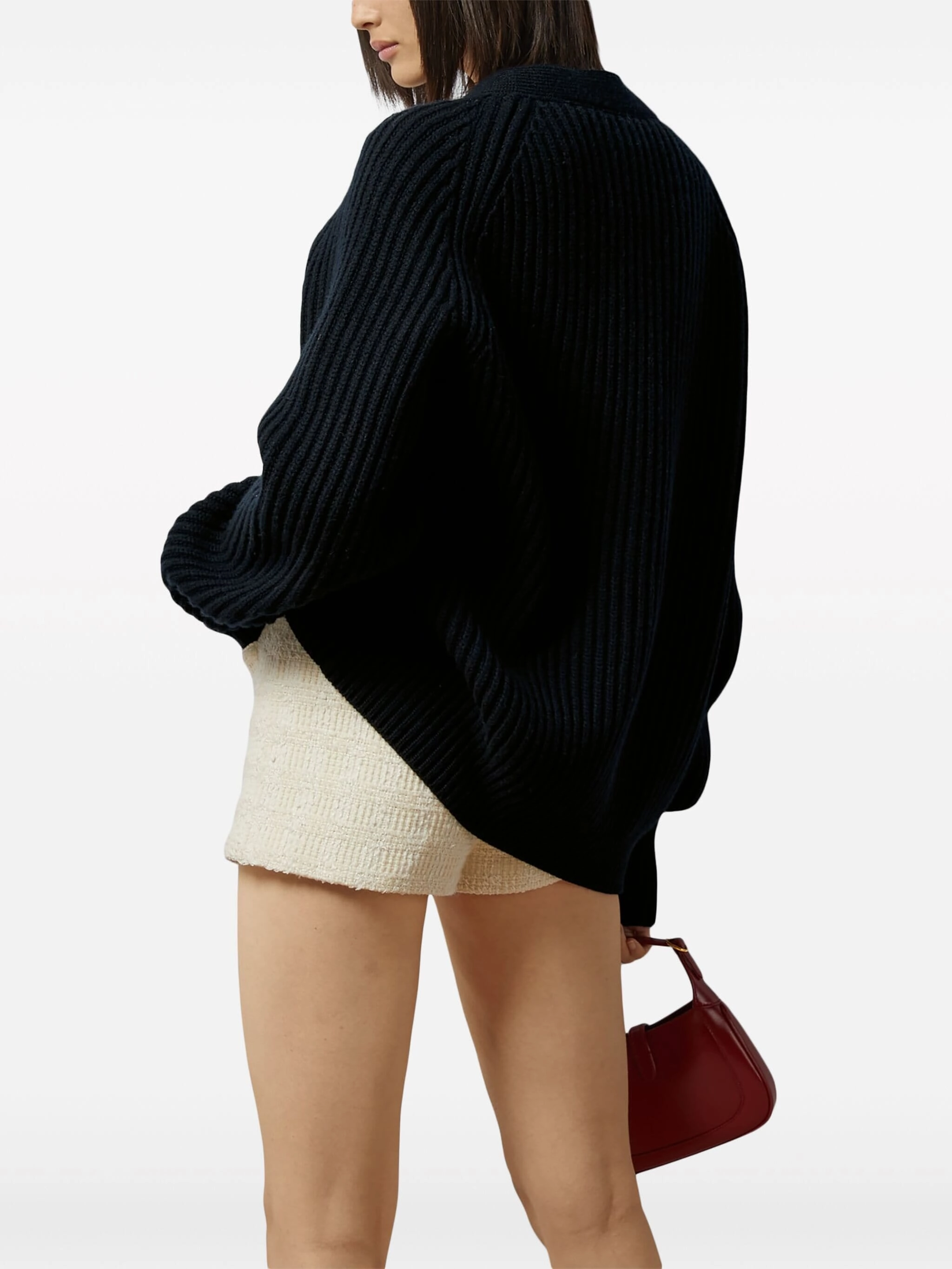 Rib Stitch Wool Cashmere Cardigan