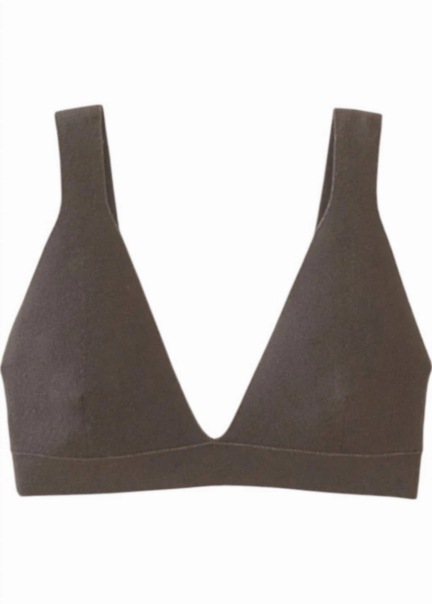 Rib Triangle Bralette In Coal