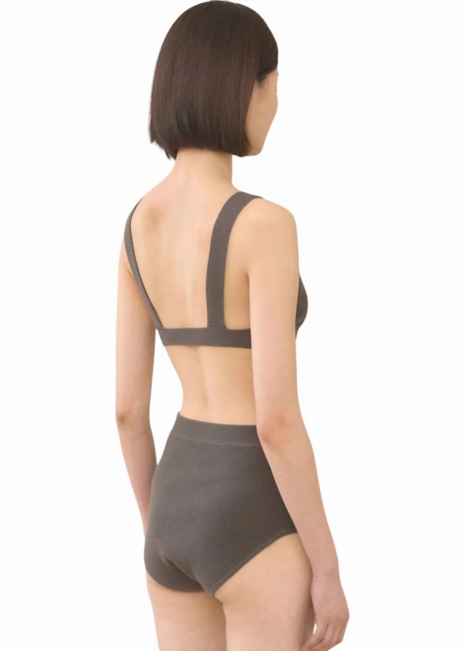 Rib Triangle Bralette In Coal