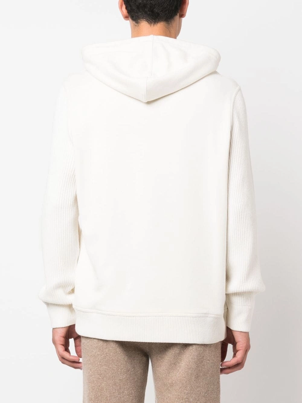 Ribbed-Knit Drawstring Hoodie