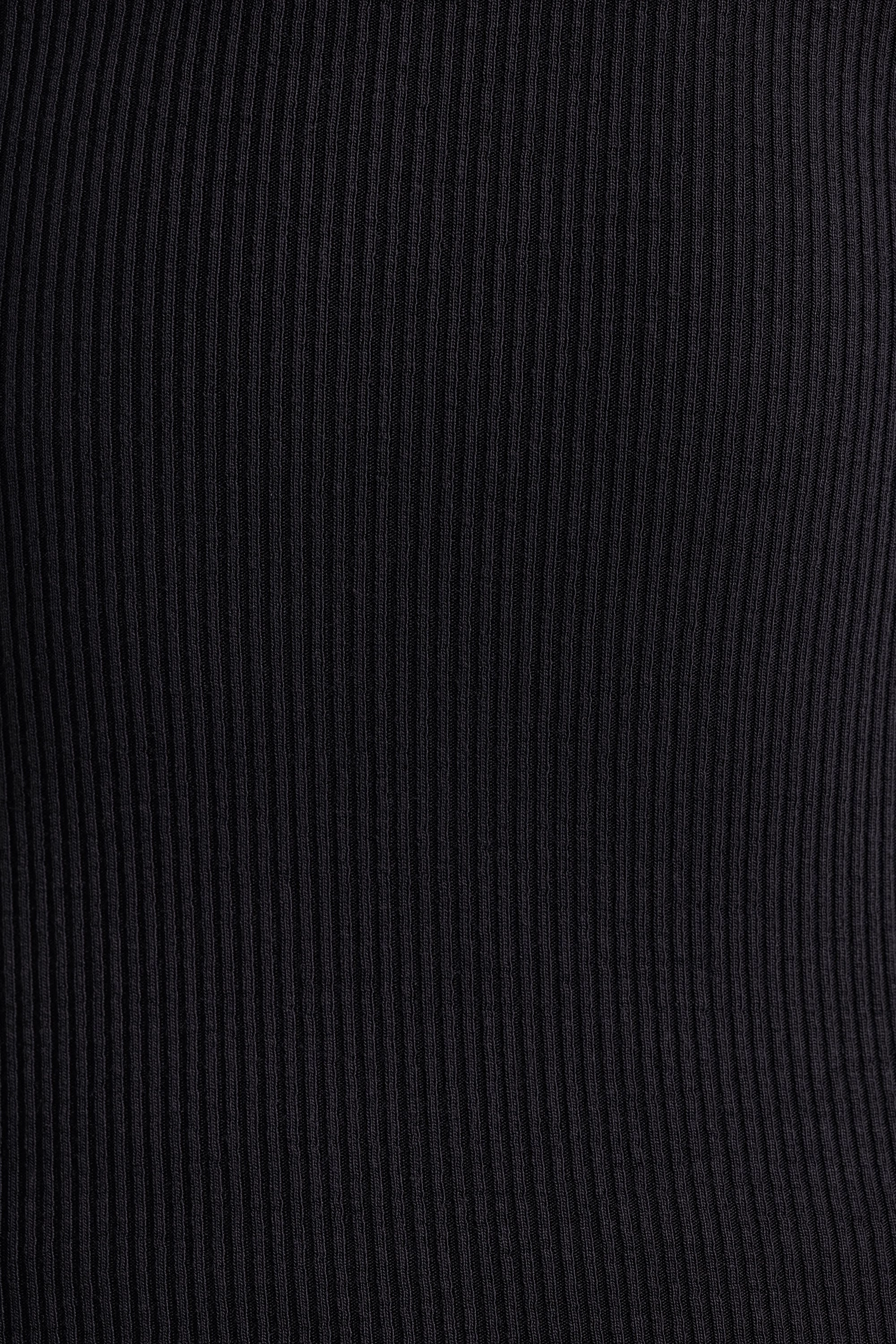 Ribbed Modal Crew Neck Top in Black