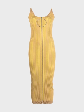 Ribbed Zip-Front Knit Dress Knitwear Womens - women's knitwear cheap