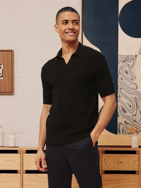 Rino Chain Stitch Knit Polo Knitwear Mens - men's sweaters sale