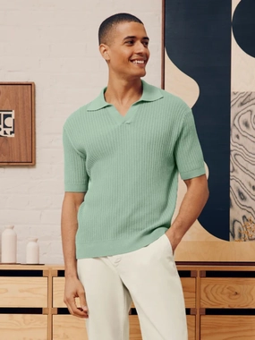 Rino Chain Stitch Polo Knitwear Mens - men's sweaters sale
