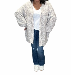 Rise Loose Knit Open Cardigan In Off White Tops Womens - asymmetrical tops