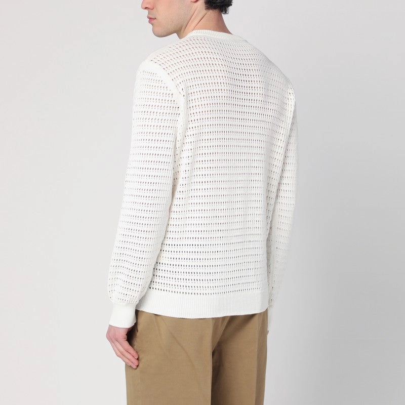 Roberto Collina Men's Perforated Milk-Colou Sweater In Cotton