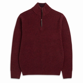 Rodd and Gunn Robbies Road Zip Neck Knit Berry mens sweaters cheap