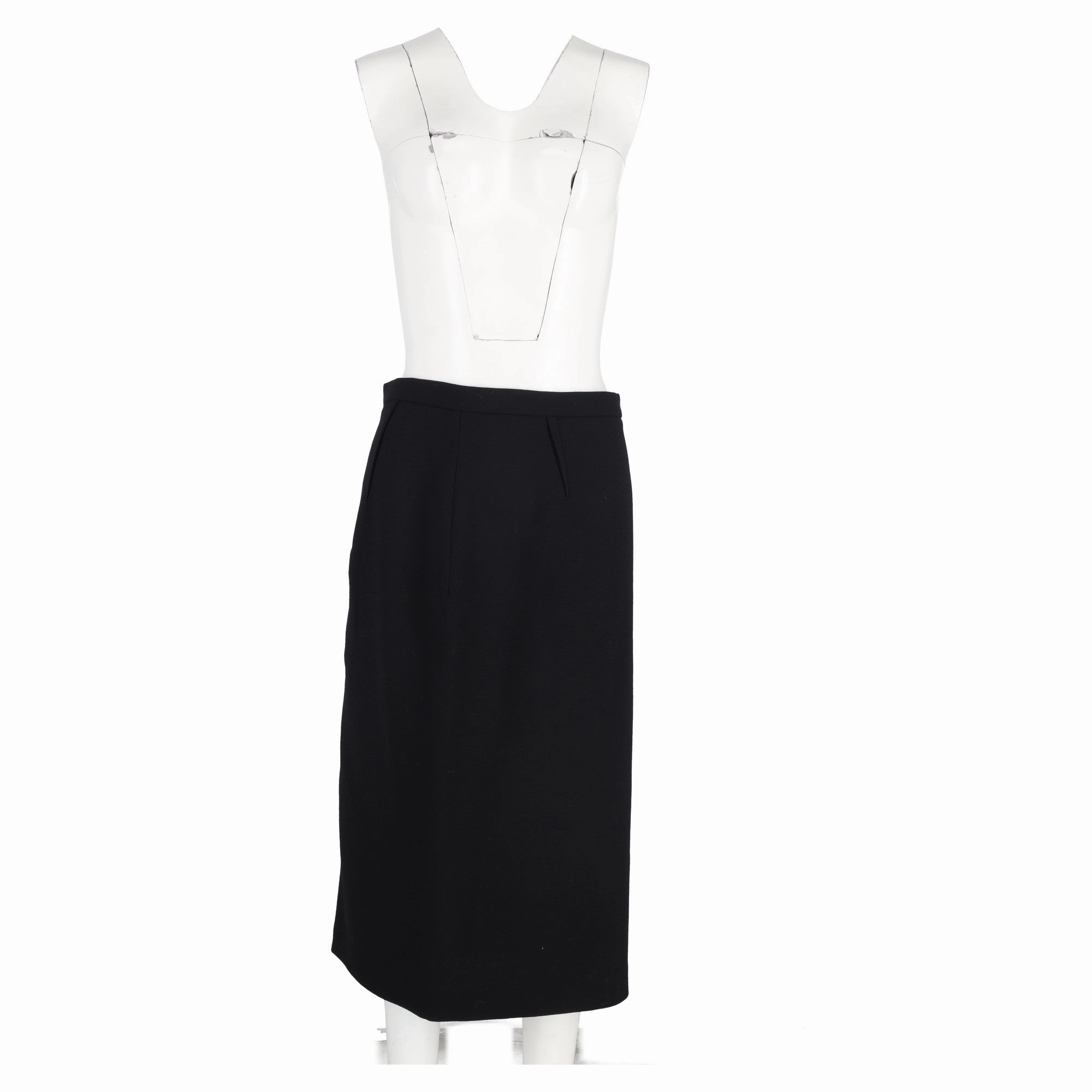 Roland Mouret Straight-Cut Midi Skirt in Black Polyester