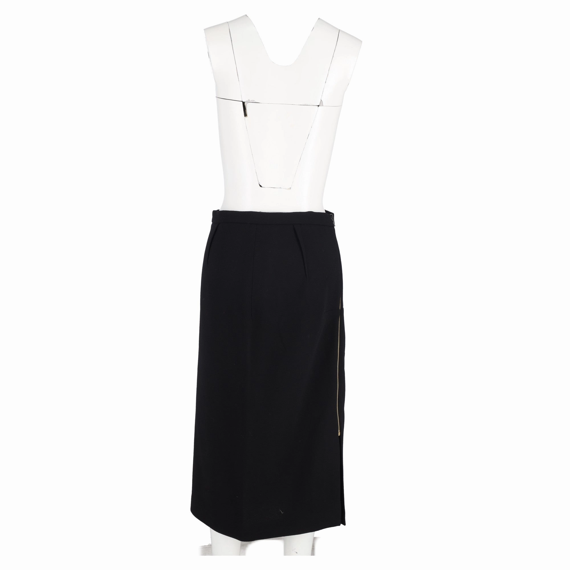 Roland Mouret Straight-Cut Midi Skirt in Black Polyester