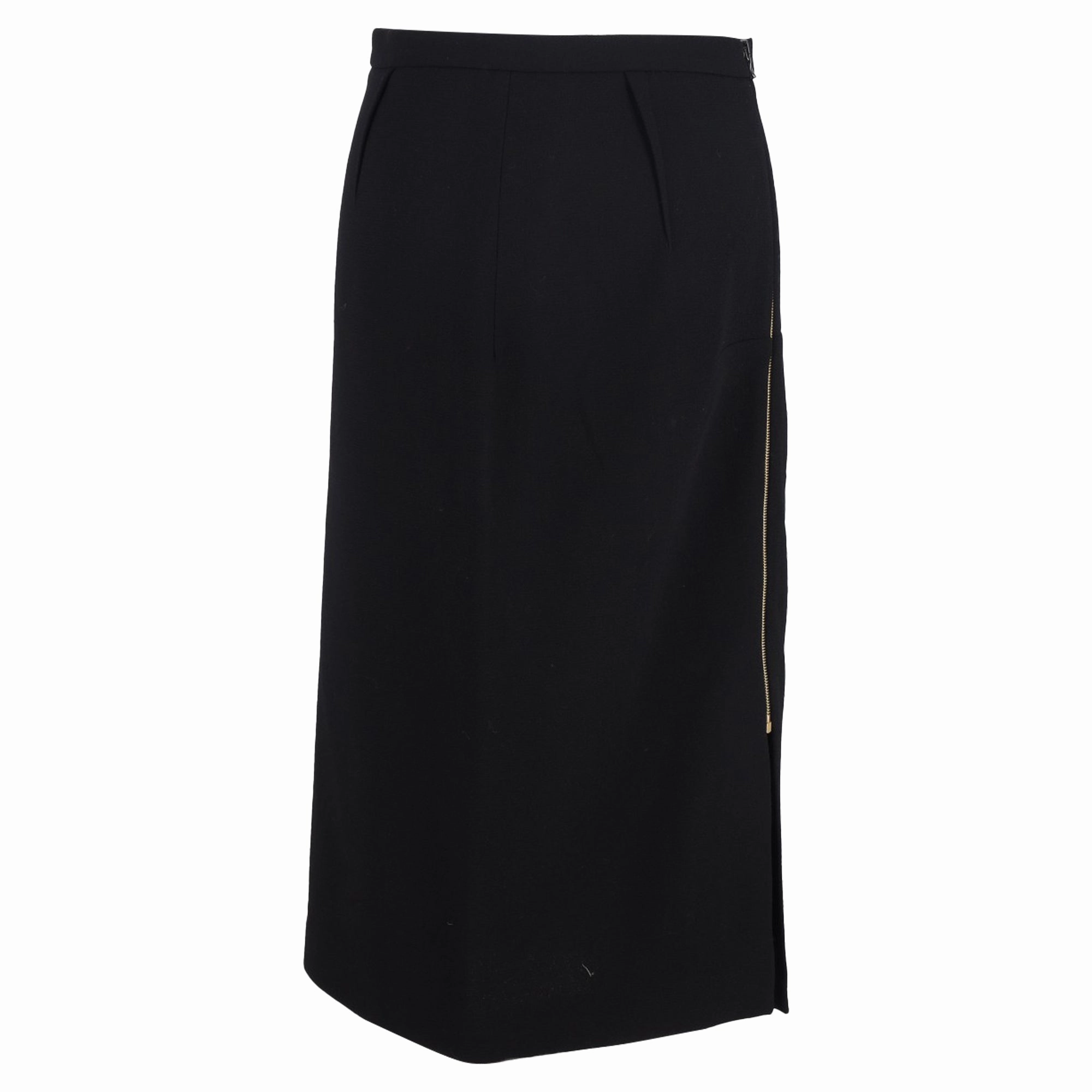 Roland Mouret Straight-Cut Midi Skirt in Black Polyester