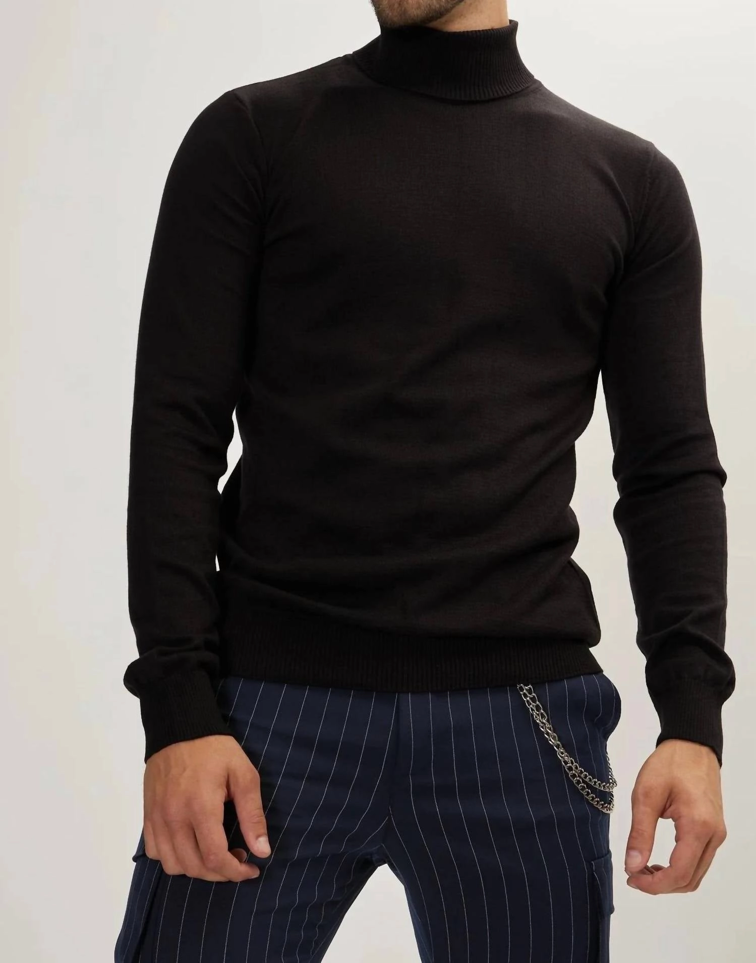 Roll Neck Sweater In Black