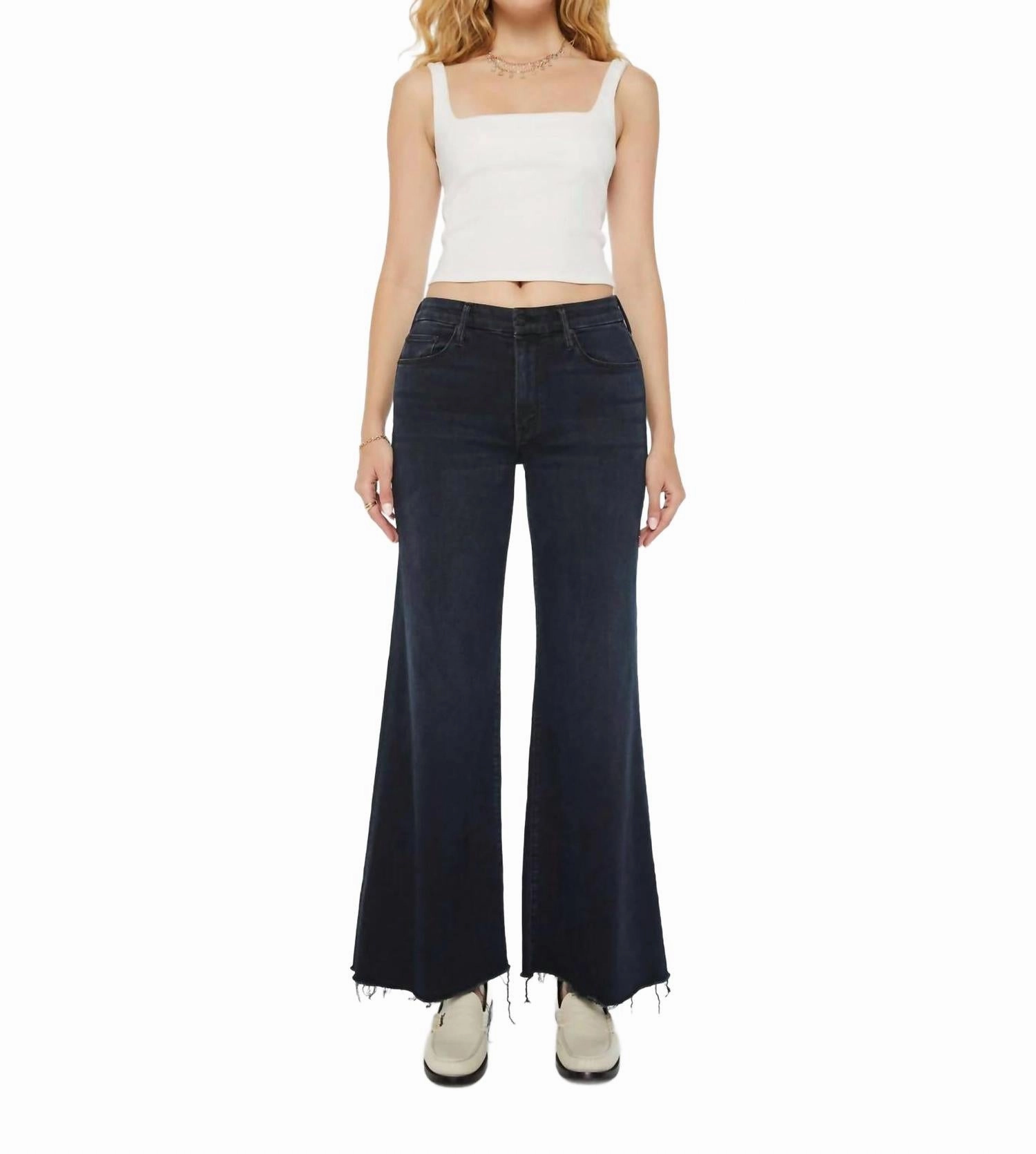 Roller Fray High Rise Jeans In Night In Venice womens Bermuda shorts promo