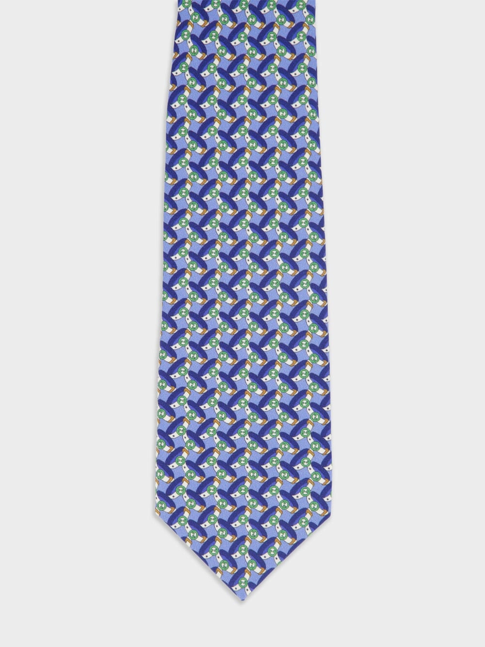 Round Interlocking G Belts Print Silk Tie