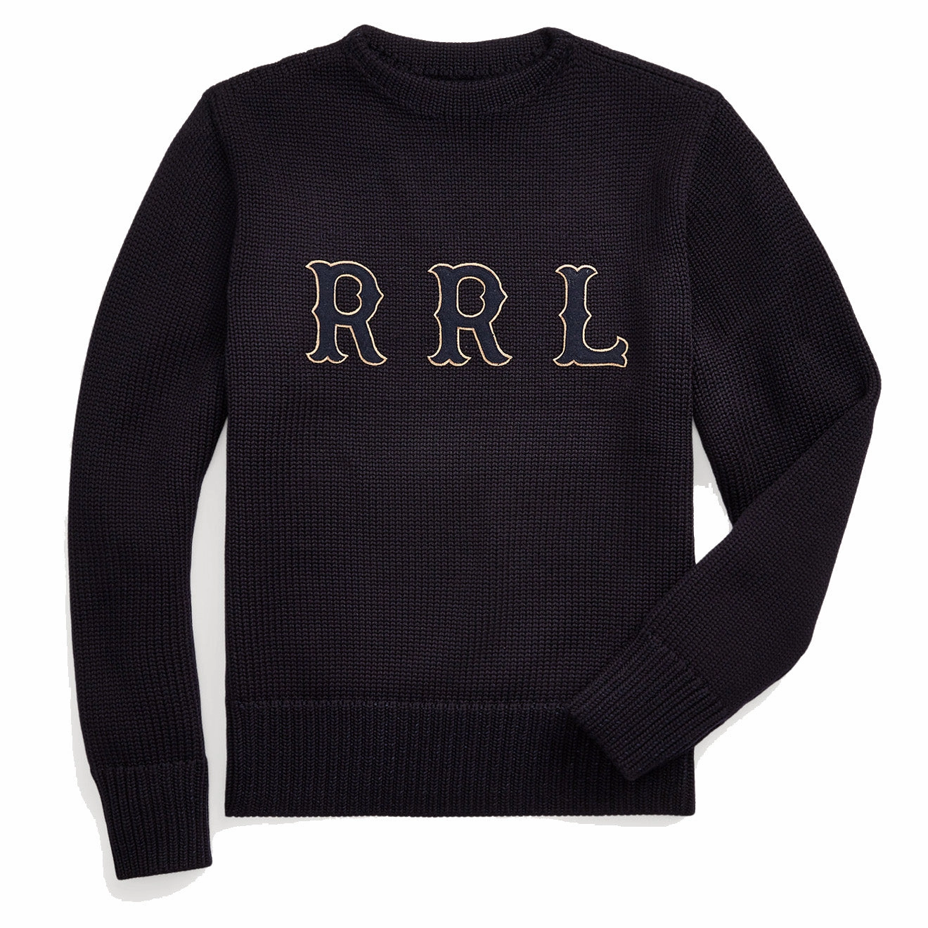 RRL by Ralph Lauren Appliqued Wool Jumper Navy mens sweaters cheap