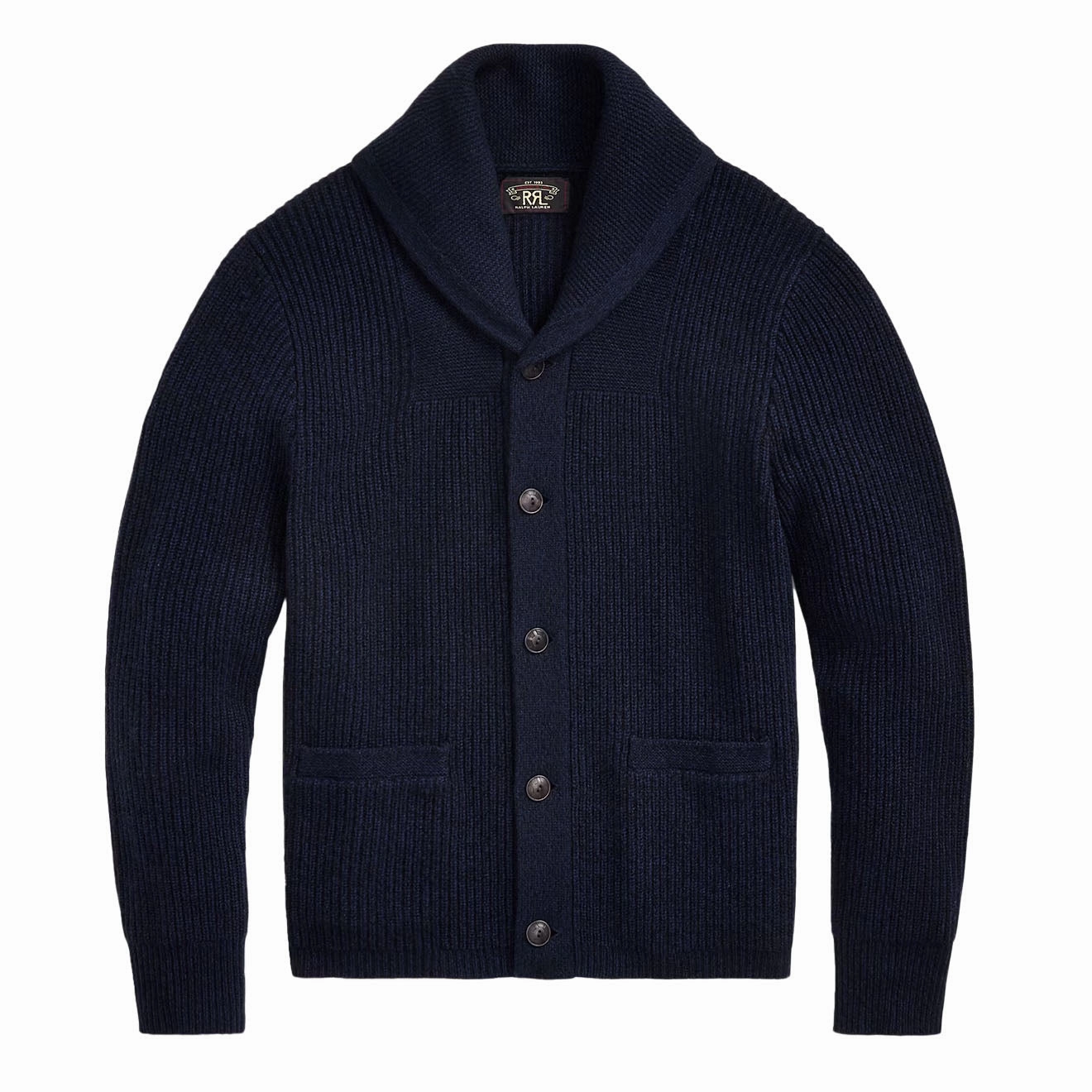 RRL By Ralph Lauren Cashmere Shawl-Collar Cardigan Navy Heather mens sweaters cheap