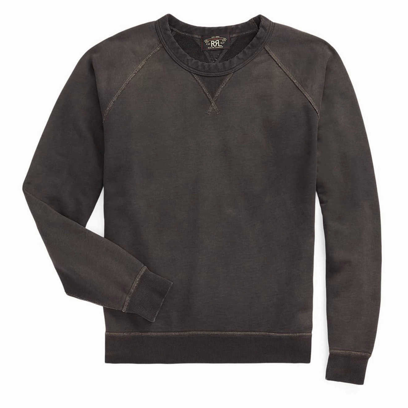 RRL by Ralph Lauren French Terry Crewneck Black Indigo mens long sleeves cheap