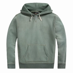 RRL by Ralph Lauren Garment-Dyed Fleece Hoodie Collegiate Green mens long sleeves cheap