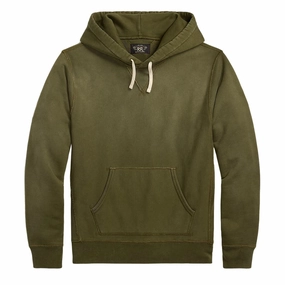 RRL By Ralph Lauren Garment-Dyed Fleece Hoodie Olive mens long sleeves cheap