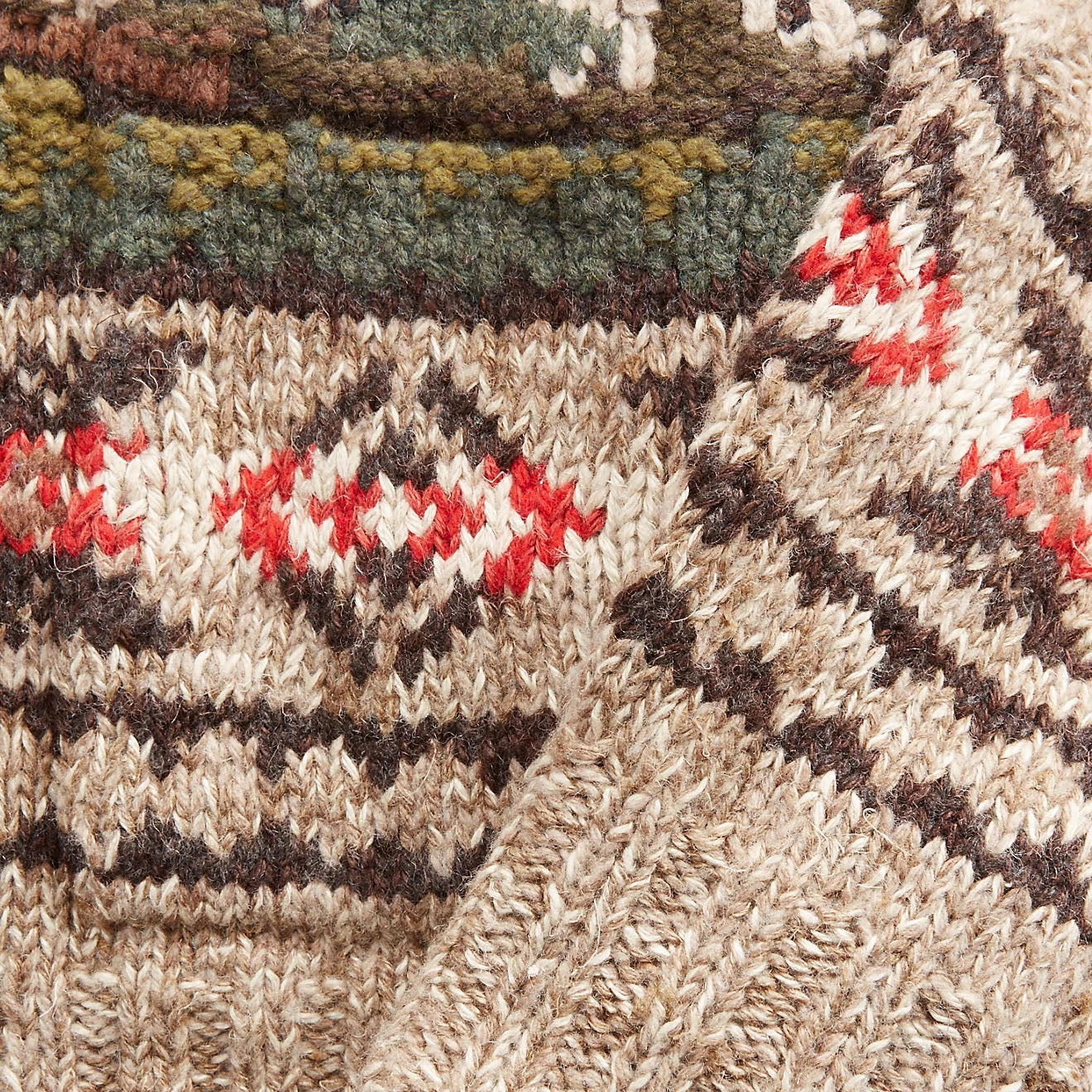 RRL by Ralph Lauren Hand-Knit Linen-Blend Cardigan Brown Multi
