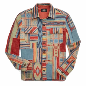 RRL by Ralph Lauren Patchwork Workshirt Jumper Rust Multi mens tank tops best deals